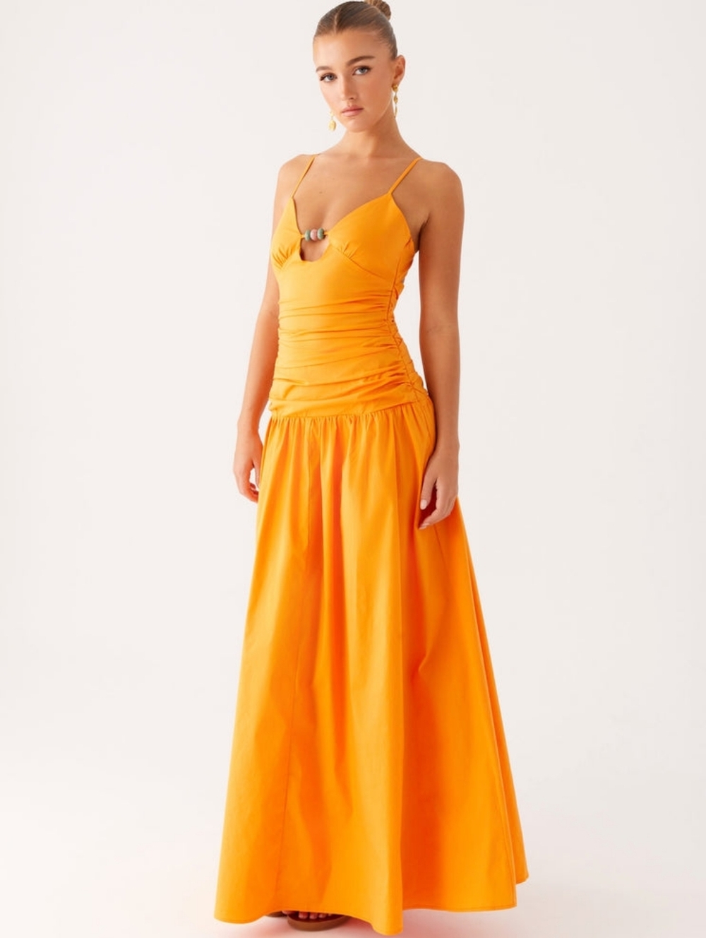 Peppermayo Avani Tropical Orange Resortwear Drop Waist Trip Maxi Dress Size 14